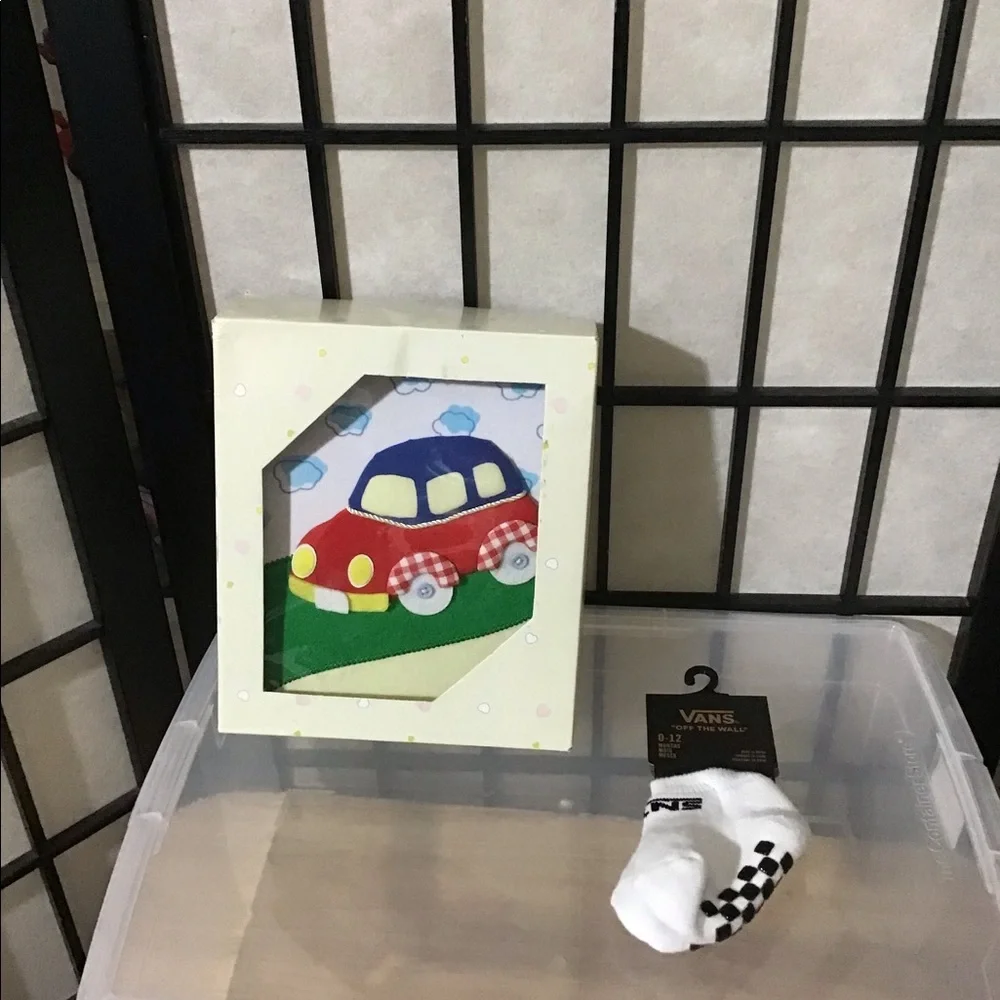 NIB Davinci Baby Photo Album Plush Cover-Car NWT Vans white & black baby footies